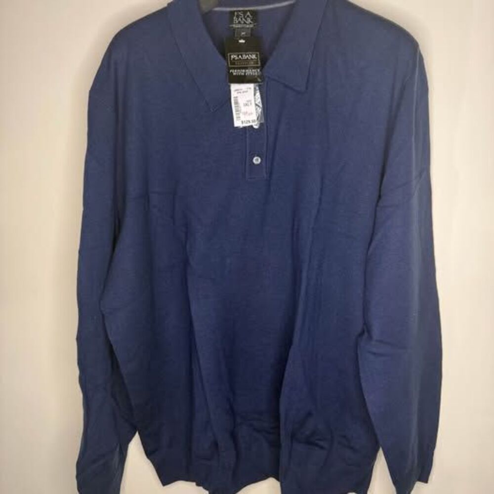 Jos. A. Bank Traveler's Collection Navy Blue Long Sleeve Polo Sweater 3XLT
